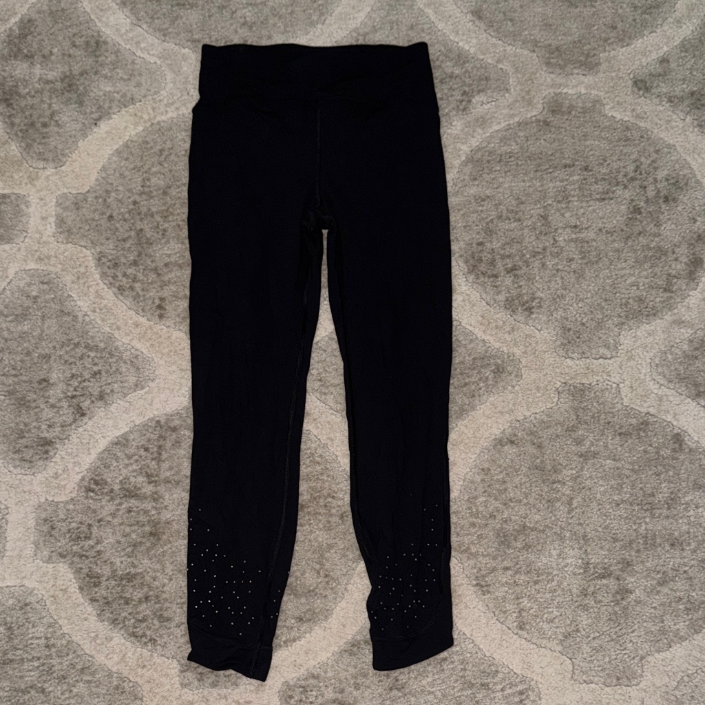Lululemon Athletica Black Leggings With Silver Accents